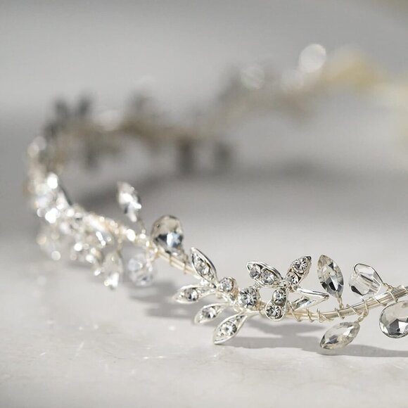 Bridal Headband Crystal Silver Wedding Hair Accessory for Bridesmaids Flower Gir main image 4